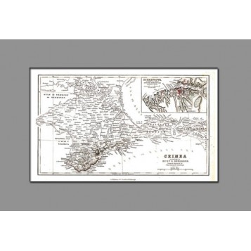 Старинная карта Крыма 19 века, созданная экспедицией Демидова 1837 года.