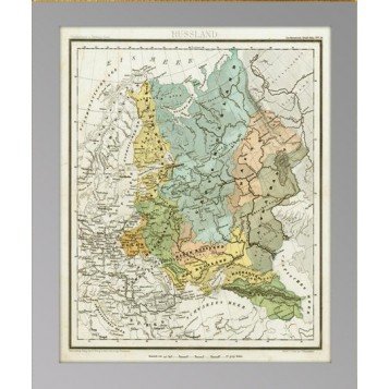 Старинная карта европейской части Российской Империи. 1853 года издательство Вестерманна