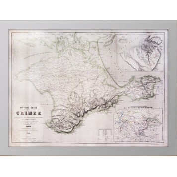 Редкая громадная стариннаая карта Крыма. 1855 года. Музейный экземпляр