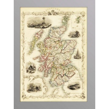 Антикварная карта Шотландии 1851 г.