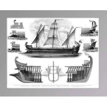 Гравюра из серии История флота - Пентера, старинные предметы в интерьер