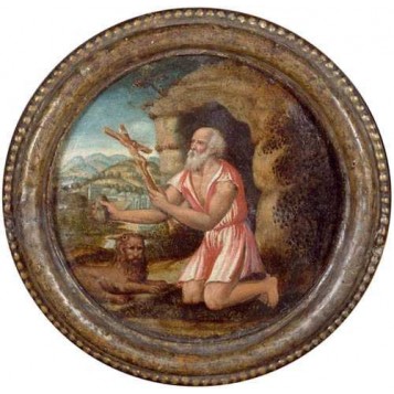 Антикварная итальянская живопись XVI века Святой Иероним