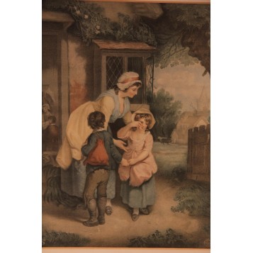 Старинная пара  английских гравюр "Дети",XIX век