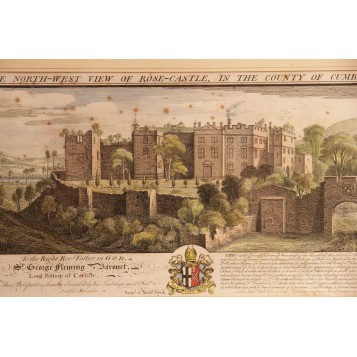 Английская антикварная гравюра "Замок Роз ",Англия, начало XIX века