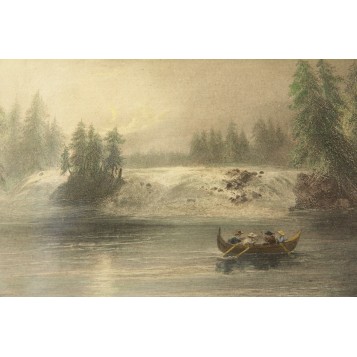 Викторианская старинная гравюра "На реке",Англия, XIX век