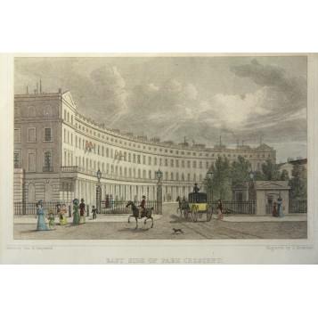 Викторианская старинная гравюра - "Park Crescent",Англия, XIX век