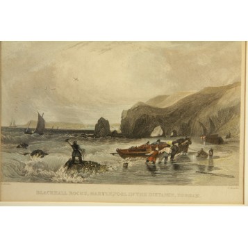 Старинная английская гравюра Виды Англии "Durham",Англия, XIX век