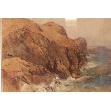 Антикварная картина - акварель. Морской пейзаж. John Rankine Barclay