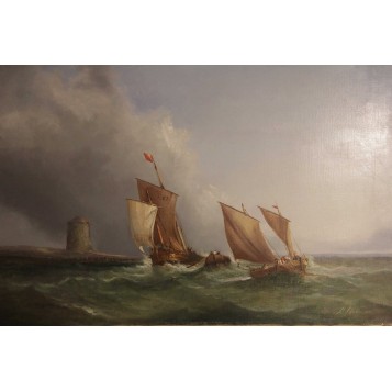 Антикварная картина "Морской пейзаж" художника Ralph R. Stubbs