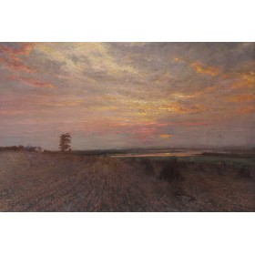 Антикварная картина "Вечерний пейзаж",художник Чарльз Смит,XIX век