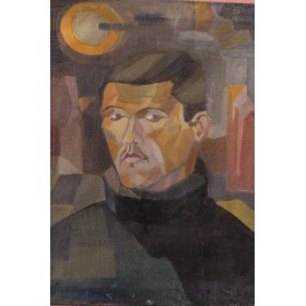 Антикварная картина "Мужской портрет" Англия, 1965 год.