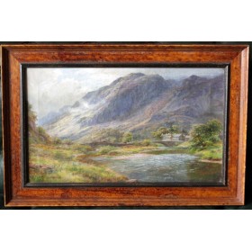 Старинная английская картина Горный пейзаж, Лакин Тернер.