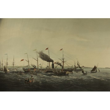 Большая гравюра из серии "Морские пароходы",Англия, 1840 г.