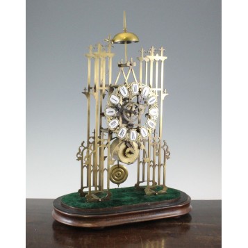 Старинные английские каминные часы Скелетон