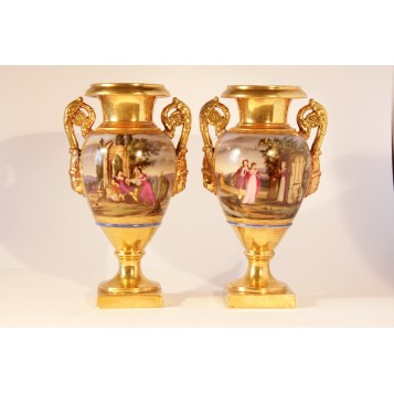 Антикварные французские фарфоровые вазы Ампир