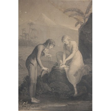 Антикварная гравюра "Отдых Вирджинии",Франция, 1796 г.