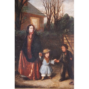 Антикварная картина "Пожертвование" английского художника Augustus Edwin Mulready
