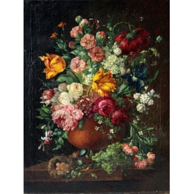 Парный старинный натюрморт "Букет цветов".Англия,  19 век.