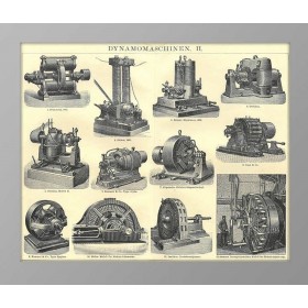 Старинная гравюра 1896 года с изображением Электрических генераторов