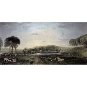 Романтичный вид английского парка Петрос на английской гравюре 19 века в подарок