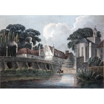 Романтичный вид на мост города Майденхед  на английской гравюре 19 века в подарок
