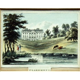 Вид на дворец Кларемонте в английской гравюре 19 века в подарок