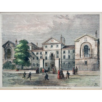 Вид на госпиталь в графстве Сассекс в английской гравюре 19 века в подарок