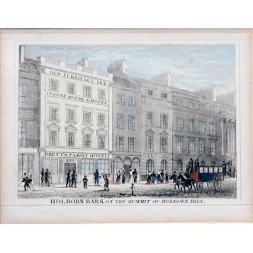 Вид на гостиницу города Холборн в английской гравюре 19 века