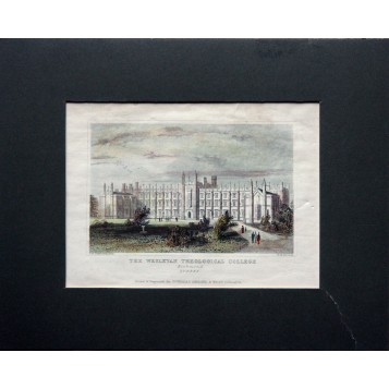 Вид на колледж Уислиан в Ричмонде графство Суррей в английской гравюре 19 века