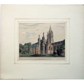 Антикварная гравюра с видом на собор в северо-западной Англии 19 век