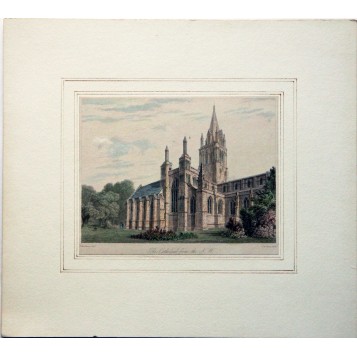 Антикварная гравюра с видом на церковь в северо-западной Англии 19 век
