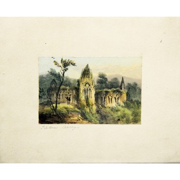 Романтичный вид на аббатство в английской гравюре 19 века