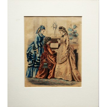 Антикварная гравюра для дамского журнала Англия 19 век