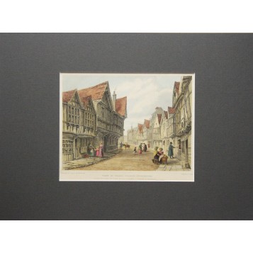 Вид на улицу Фриар города Вустер в английской гравюре 19 века