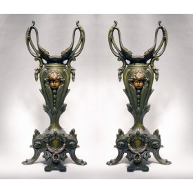 Парные старинные бронзовые вазоны Наполеон III - купить в подарок