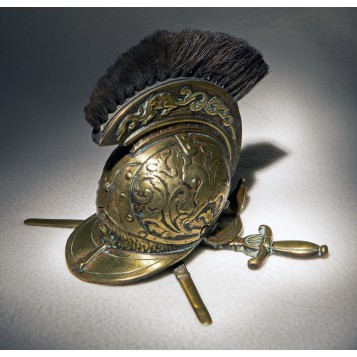 Старинная бронзовая чернильница в подарок – Шлем драгуна