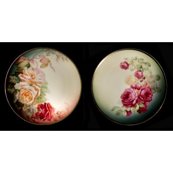 Антикварные тарелки пара розы Thomas Bavaria