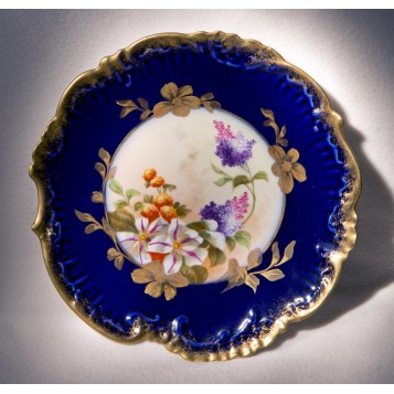 Антикварная тарелка Цветы COBALT Limoges в подарок купить