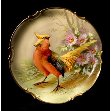 Антикварная тарелка Фазан Gilbert Limoges - фарфор в подарок
