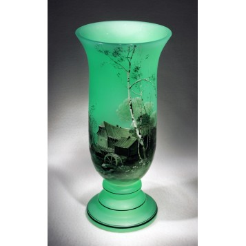 Антикварная ваза из богемского стекла модерн, старинные вещи в подарок