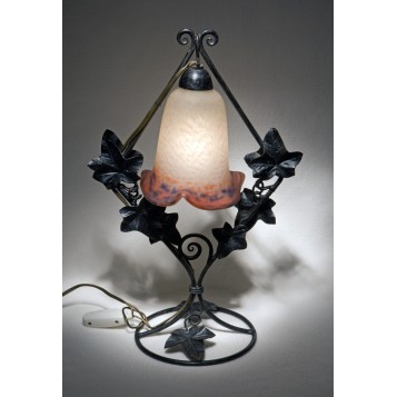Антикварная лампа Плющ, старинное цветное стекло