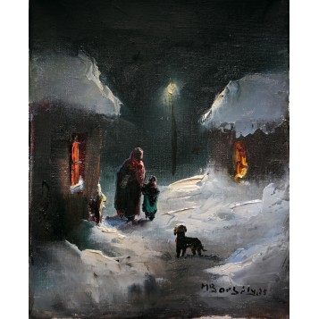 Прекрасная картина Ночь в деревне купить в интерьер