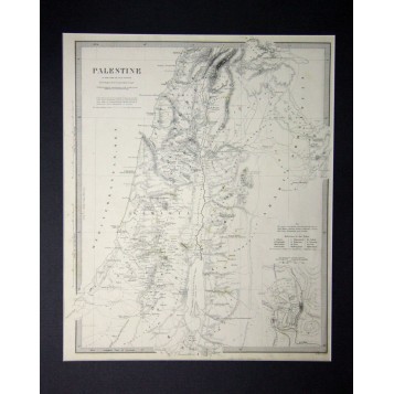 Антикварная карта Палестины во времена нашего Спасителя. Англия, 1842 год.