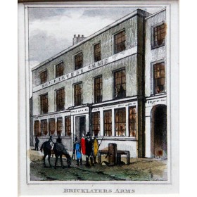Старинная английская гравюра гостиницы Бриклаерс Армс 1835 года