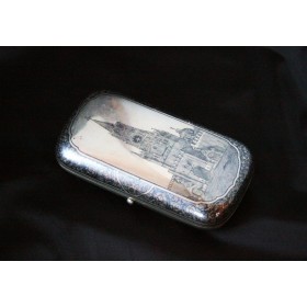 Старинный русский серебряный портсигар работы Хлебникова с чернением
