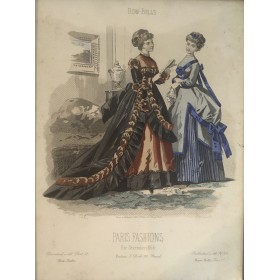 Вечерние дамские наряды на зиму - гравюра из журнала "Bow bells"