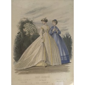 Образцы дамских платьев для прогулки - гравюра из журнала "Bow bells"