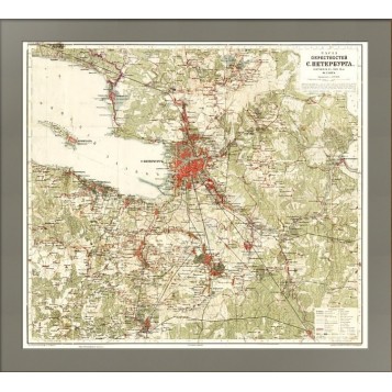 Карта окрестностей Санкт-Петербурга 1909 года выпуска