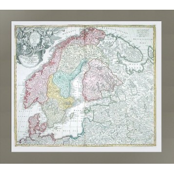 Антикварная карта Скандинавия и Россия 1710 Иоганн Баптист Хоманн
