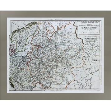 Старинная карта северных стран Европы XIX века